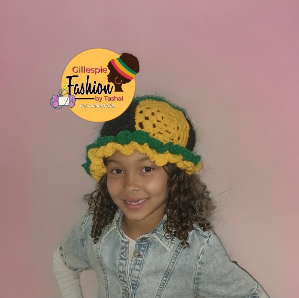 Fashionbytashai  Jamaica colors crochet granny patches bucket hat